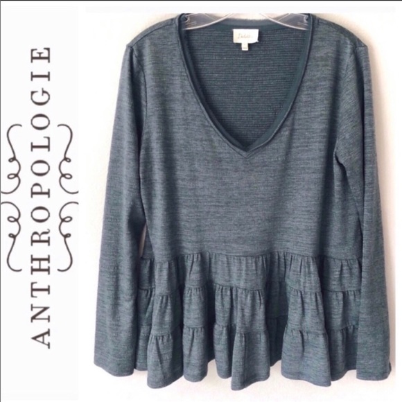 Anthropologie Tops - ANTHROPOLOGIE Deletta THEA Blue Boho Tiered Ruffle Peplum Top blue green…